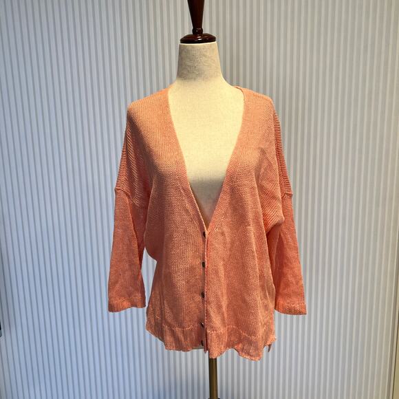 EILEEN FISHER Women's Linen V-Neck Cardigan Size M - Picture 1 of 7